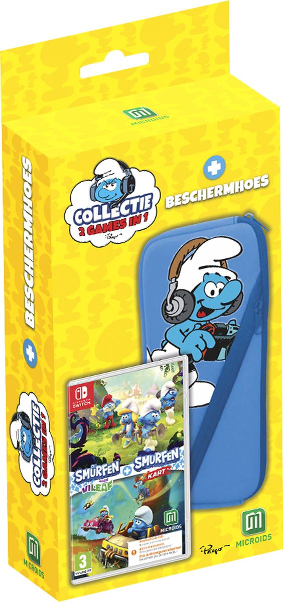 De Smurfen Missie Vileaf + Smurfen Kart (Code in a Box) + Beschermhoes - Nintendo Switch