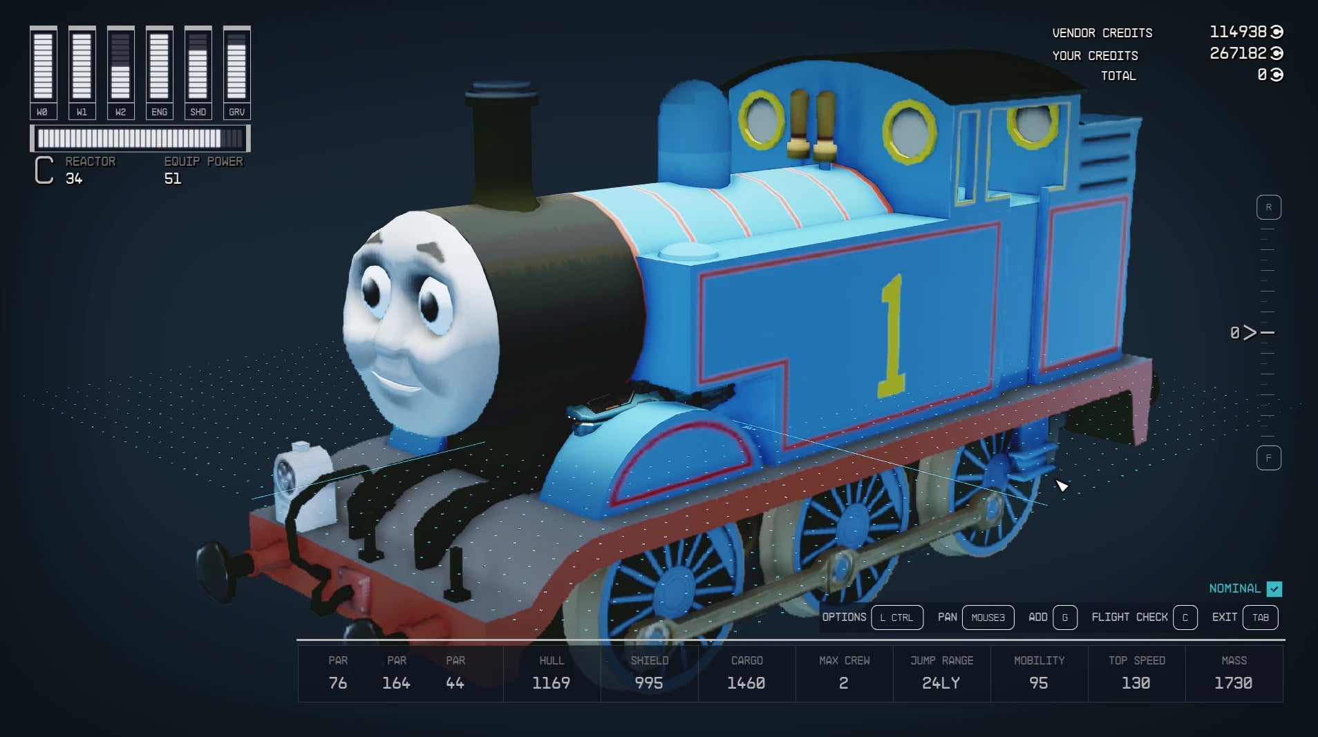 Starfield Modification Swaps All In-Game Ships with Thomas the Tank Engine