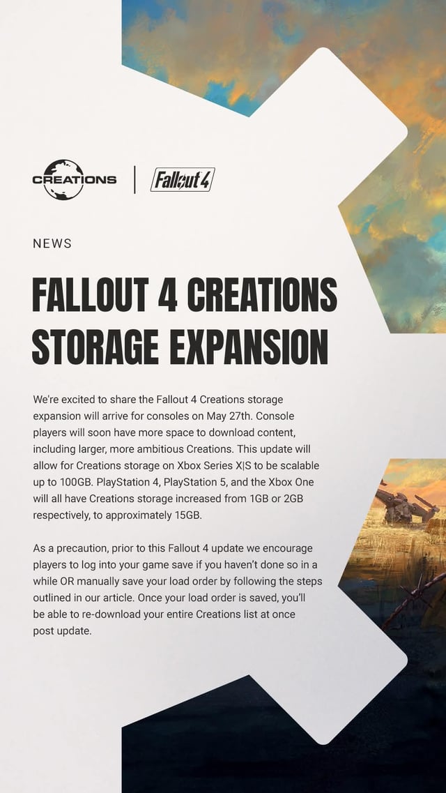 Fallout 4 mod storage increase confirmed